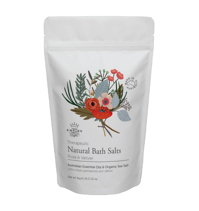 Срок: 04.2026. Соль для ванны EMPIRE AUSTRALIA с маслами розы и ветивера, "THERAPEUTIC SERIES", 1 кг