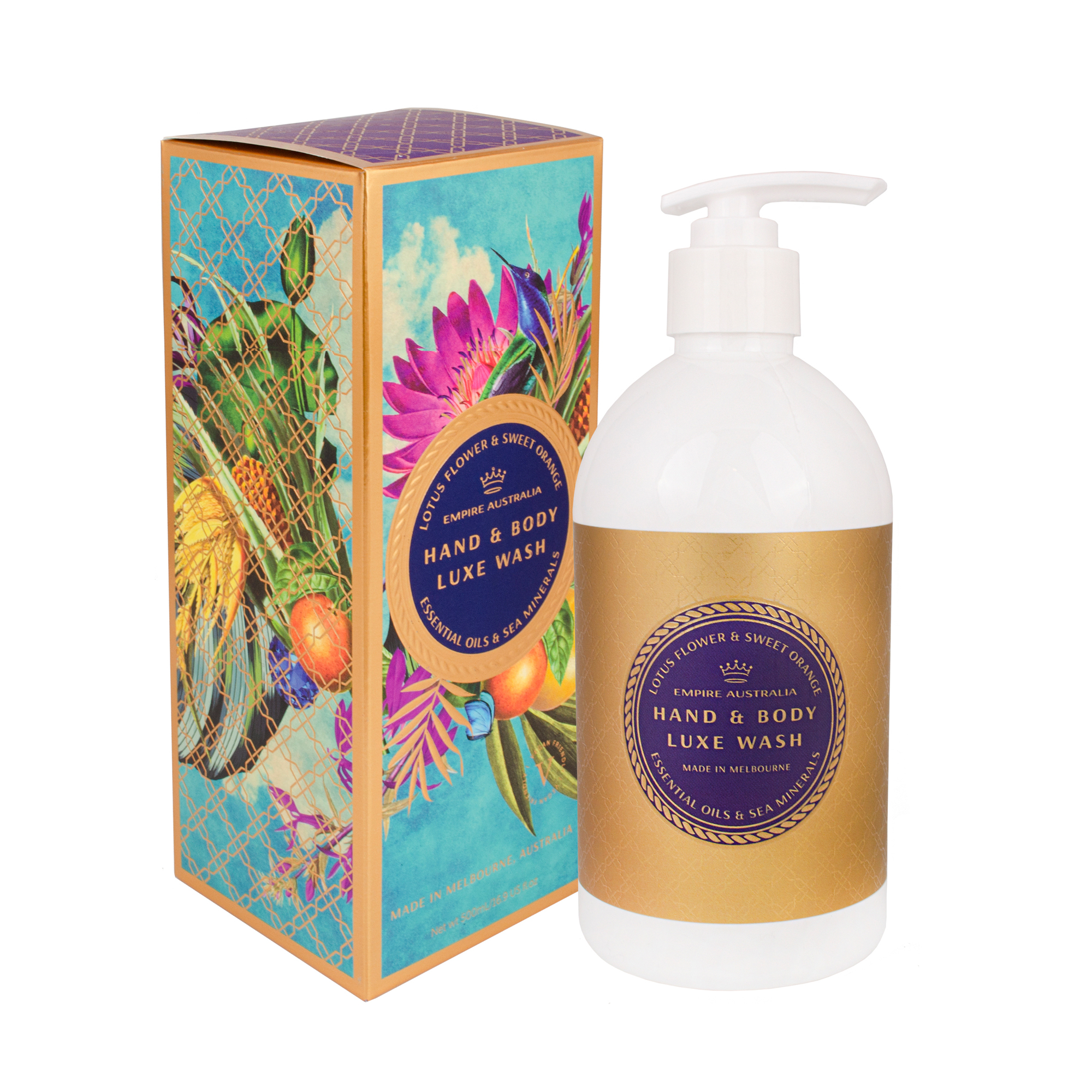 Срок: 03.2026. Гель для душа EMPIRE AUSTRALIA с маслами цветка лотоса и сладкого апельсина, 500мл