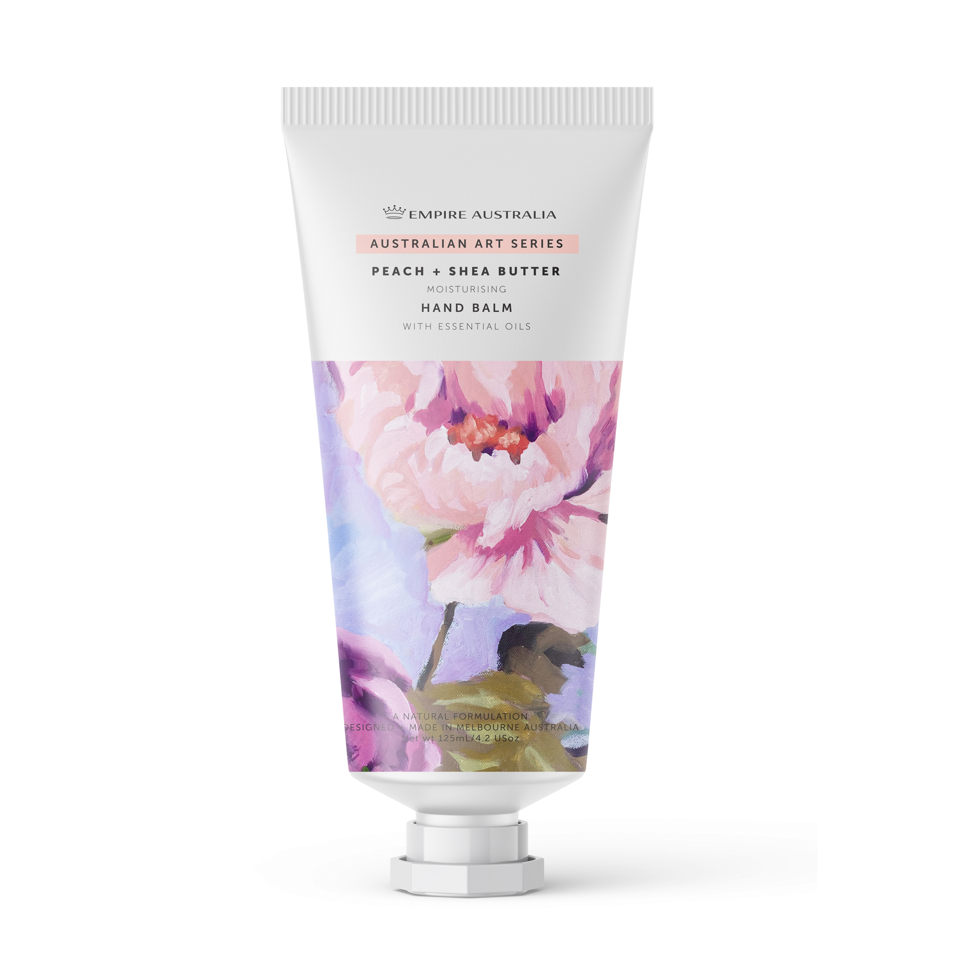 Срок: 07.2026. Бальзам для рук EMPIRE AUSTRALIA с маслами персика и карите, коллекция AUSTRALIAN ART, 125мл